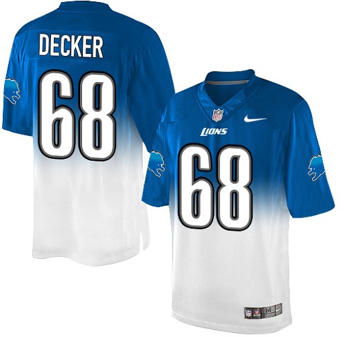 Men's Elite Taylor Decker Nike Jersey Light Blue/White - #68 Fadeaway NFL Detroit Lions